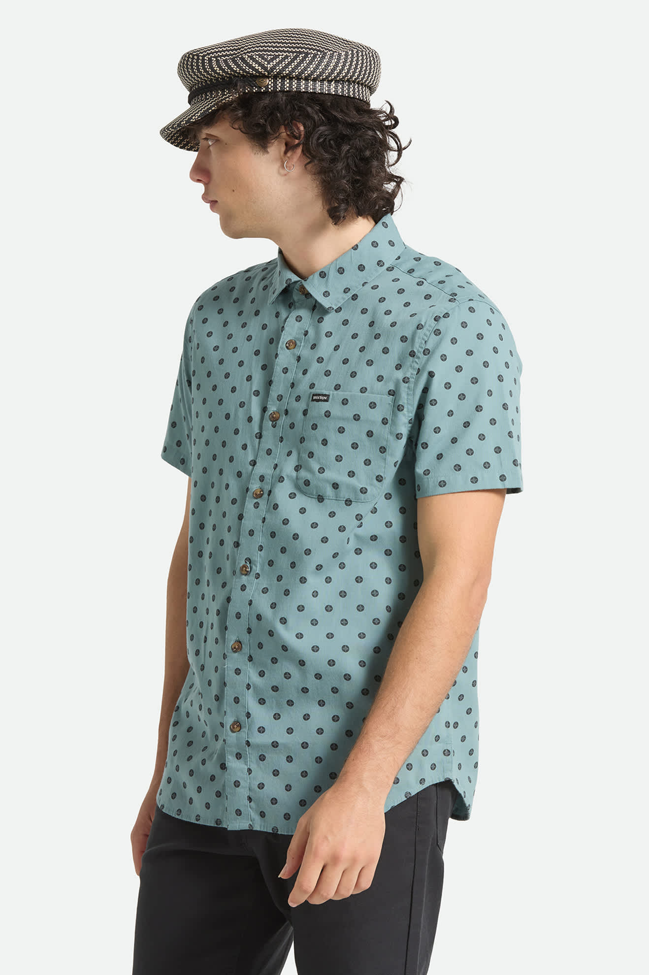Men's Charter Print Short Sleeve Shirt in the color Micro Street Tile - Men's Side View