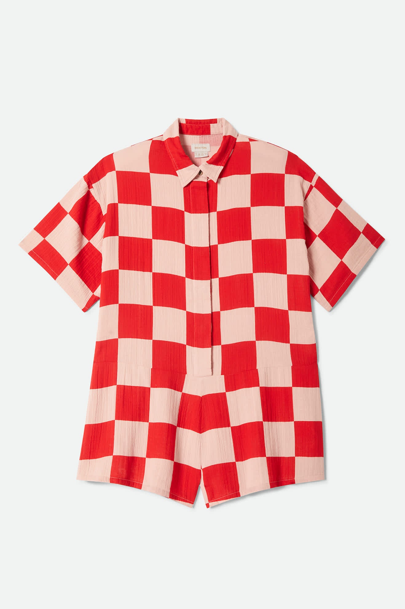 Women's The Getaway Romper in the color Silver Pink/Adrenaline Rush Checkerboard - Front Product View