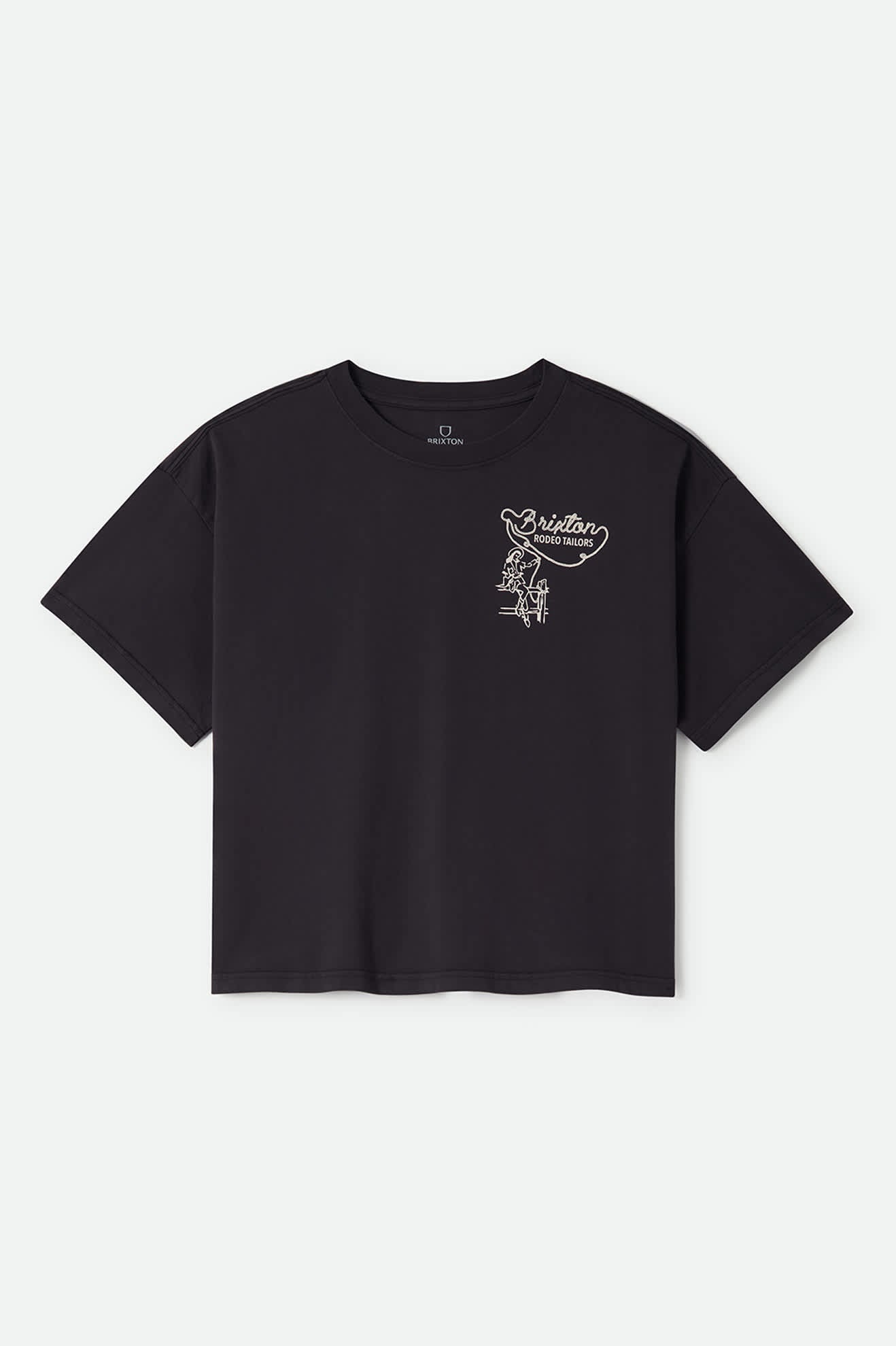 Women's Rodeo Trailors Boxy Crop T-Shirt in the color Black - Front Product View