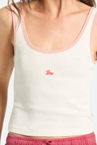 Women's Ringer Organic A-Tank in the color Off White/Silver Pink - Additional Fit image
