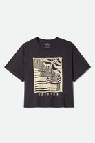 Women's Poolside Boxy Crew T-Shirt in the color Washed Black - Front Product View