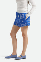 Women's Tile Short in the color Sunrise Blue Tile Print - Women's Side View
