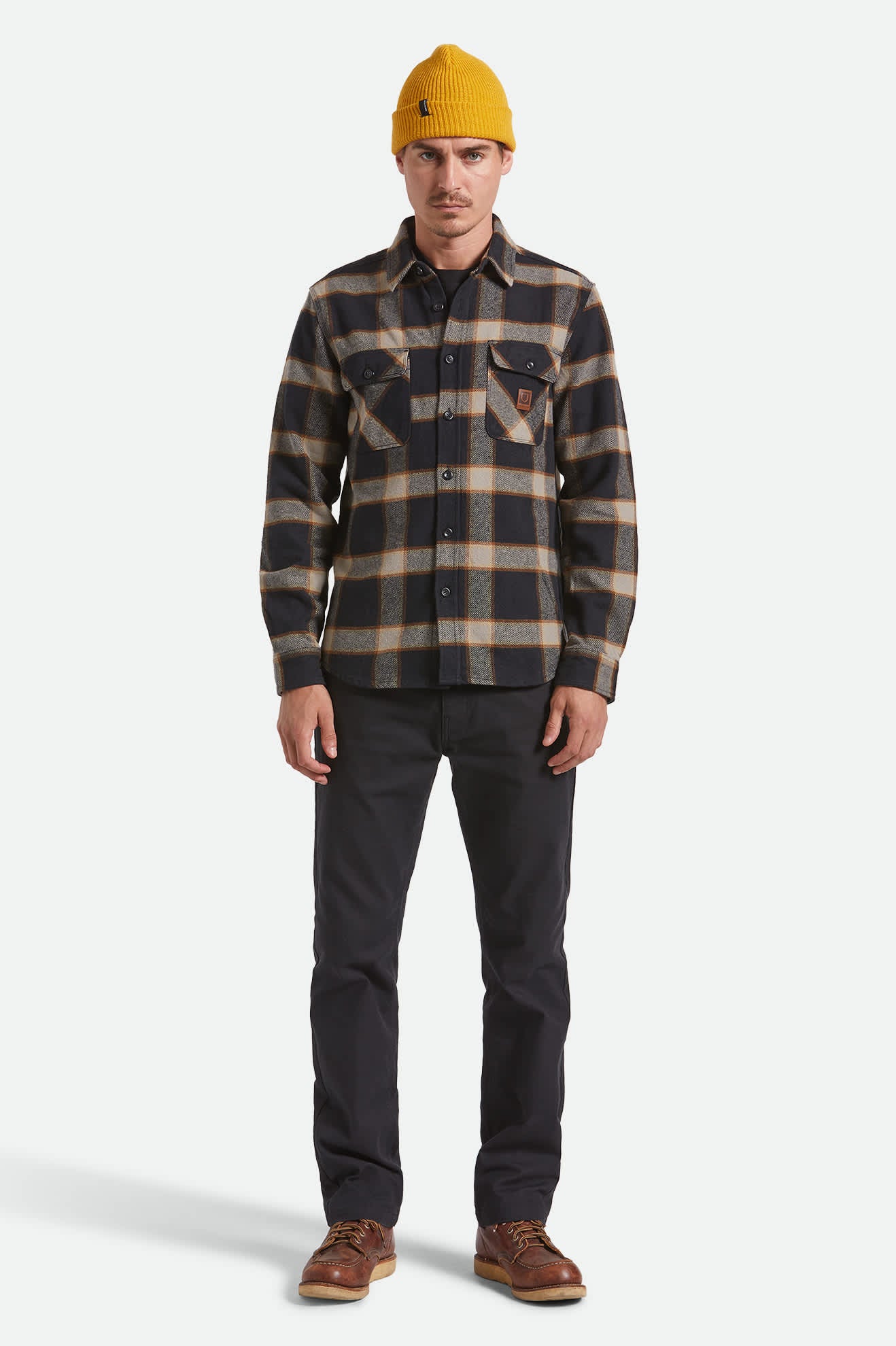 Men's Bowery Heavyweight Flannel in the color Black/Cream - Additional Fit image