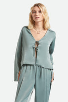 Women's Soho Silky Top in the color Blue Green Shine - Women's Front View