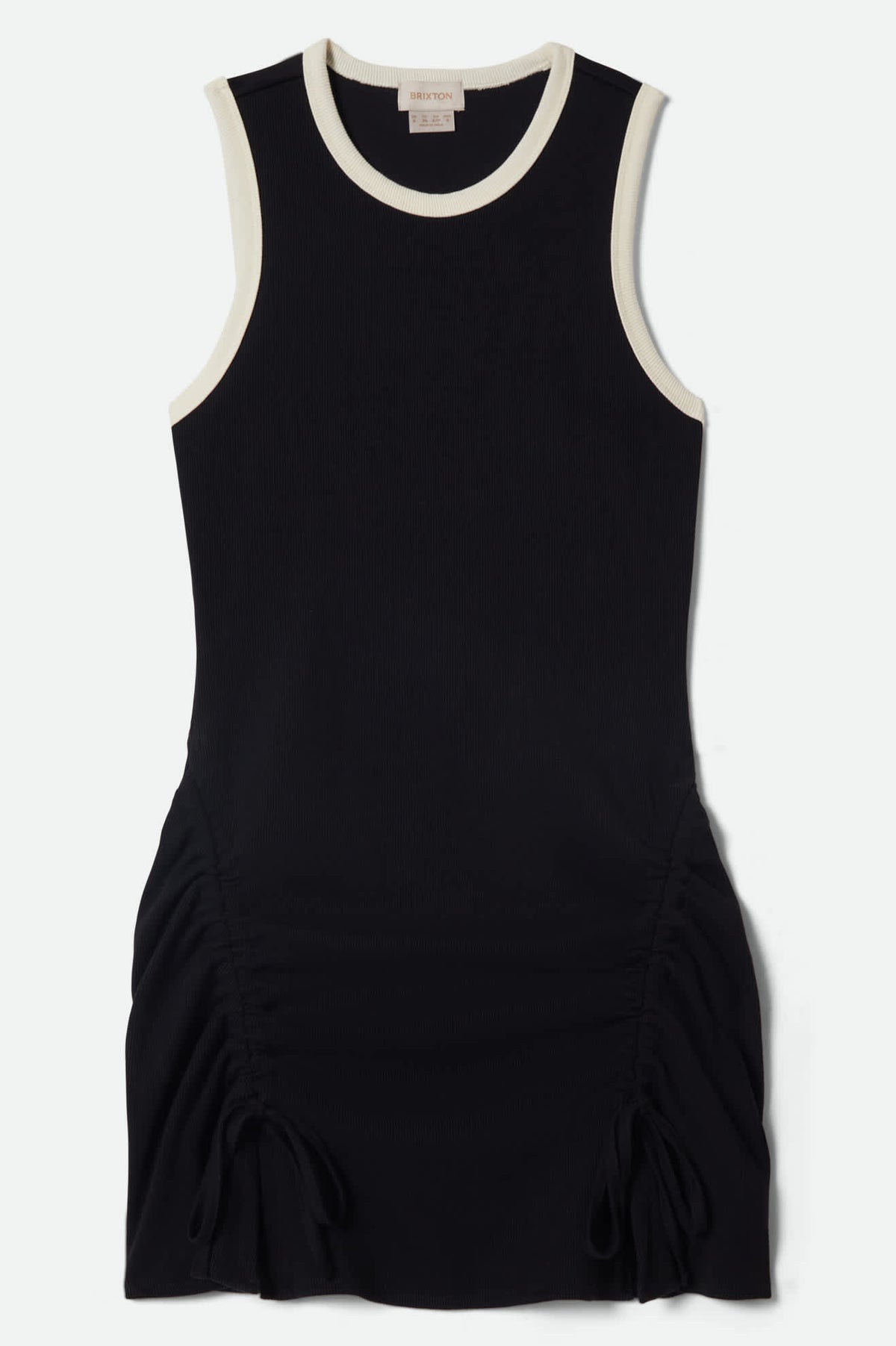 Women's Ribbed Cinch Mini Dress in Black/Off White  Brixton