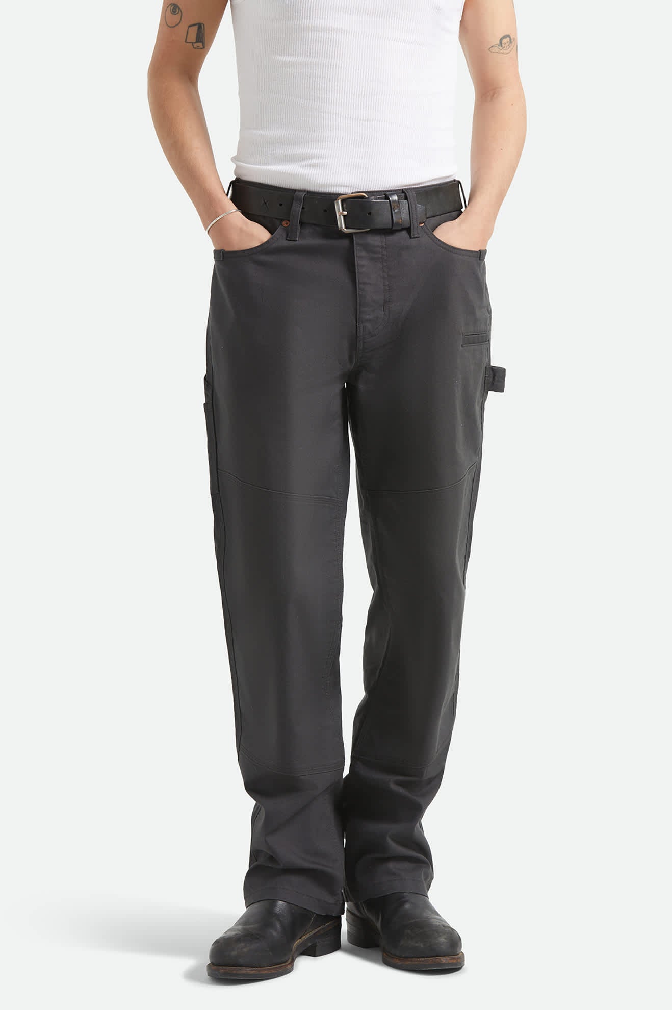 Men's Builders Carpenter Stretch Pant in the color Washed Black - Men's Front View