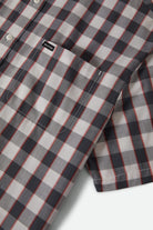 Men's Cru Plaid Short Sleeve Shirt in the color Black/Off White/Red - Additional Laydown image