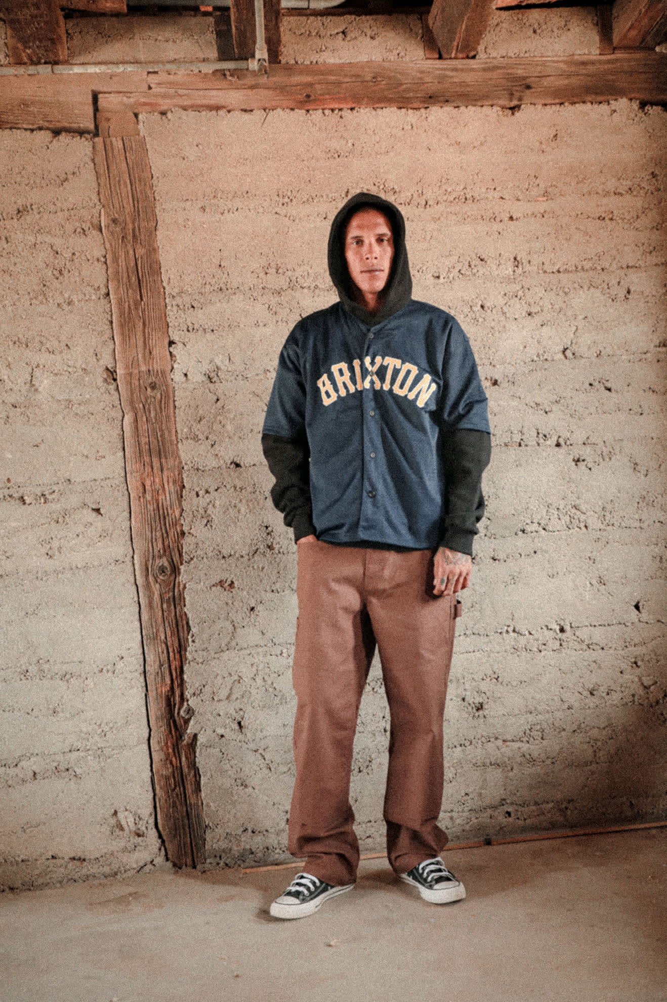 Men's The Brixton Mesh Short Sleeve Baseball Jersey in the color Washed Navy - Men's Lifestyle image