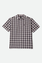 Men's Cru Plaid Short Sleeve Shirt in the color Black/Off White/Red - Front Product View