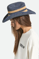 Women's Odessa Straw Packable Cowboy Hat in the color Midnight Blue/Tan Stripe - Women's Side View