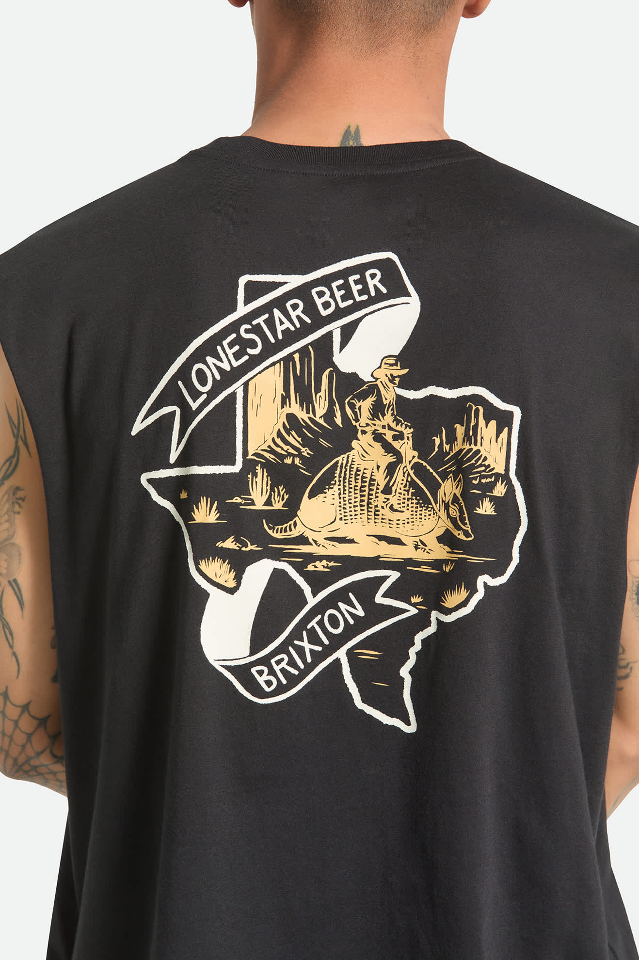 Men's Lone Star Armadillo Muscle T-Shirt in the color Black - Additional Fit image