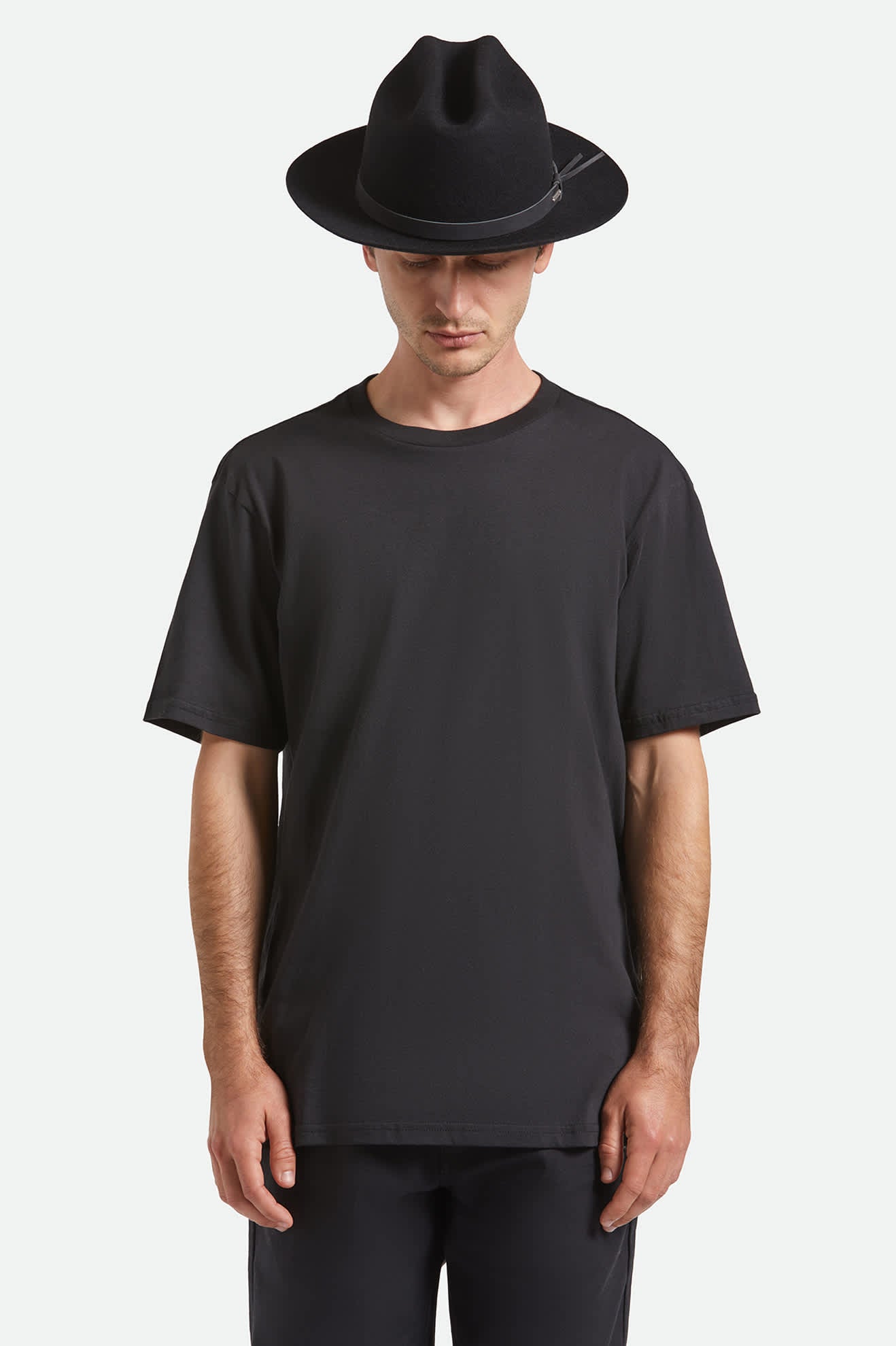 Unisex Hitch Ranch Fedora in the color Black/Black - Men's Front View
