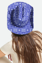 Women's Odessa Cowboy Hat in the color Sunrise Blue/White - Women's Back View