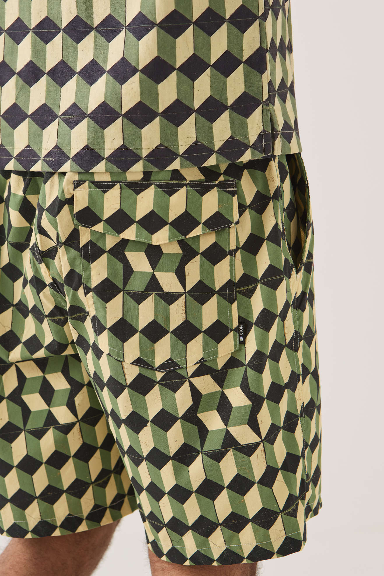 Men's Burger She Wrote Hybrid Short in the color Black/Green Tile - Additional Fit image