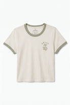 Women's Serpent Baby T-Shirt in the color White/Desert Sage - Front Product View