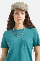 Unisex Brood Newsboy Cap in the color Dusted Ochre/Khaki/Verdant Green - Women's Front View