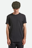 Unisex Barrel Flat Cap in the color Moss/Sand - Men's Front View