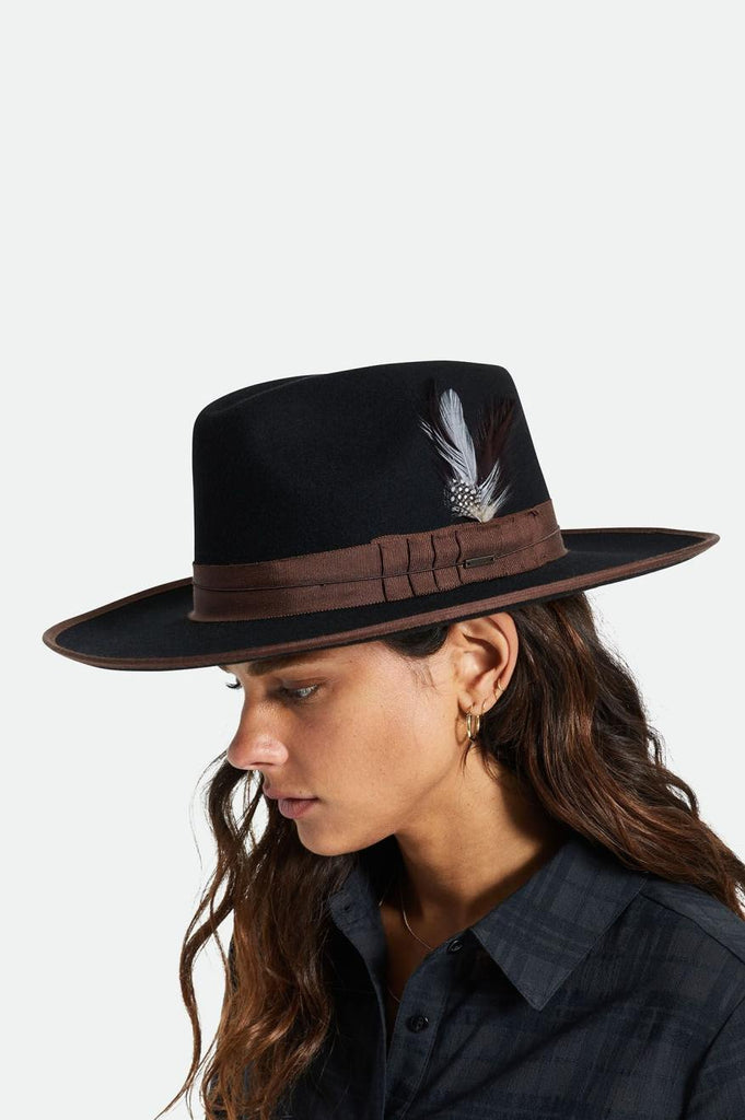 Brixton Hat Feather - Burnt Henna/Black