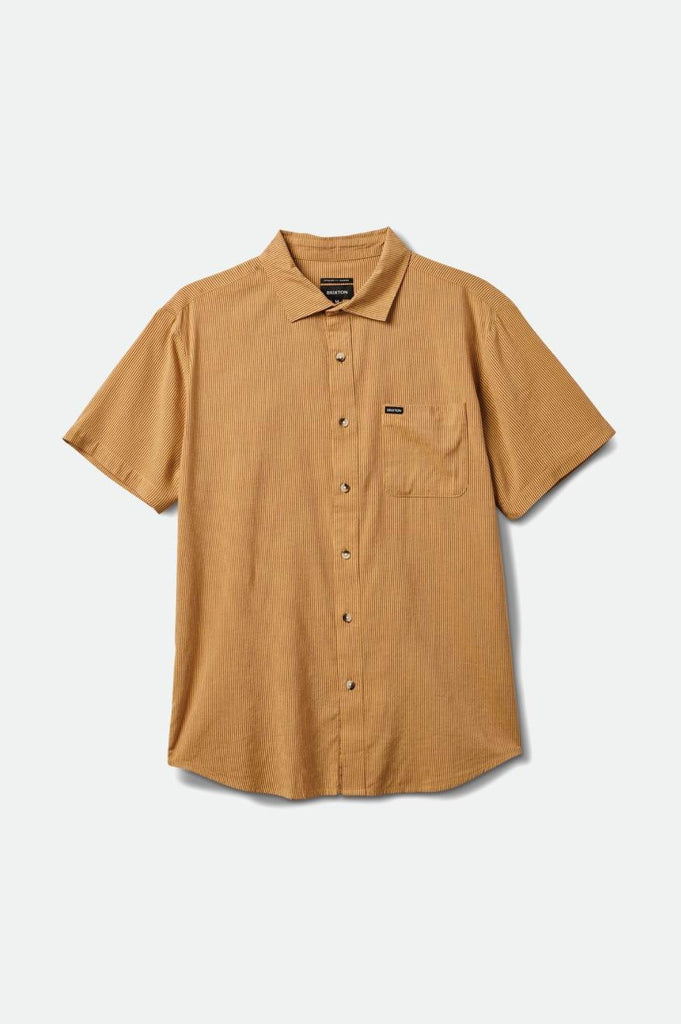 Brixton Charter Stripe S/S Woven Shirt - Straw/Island Berry