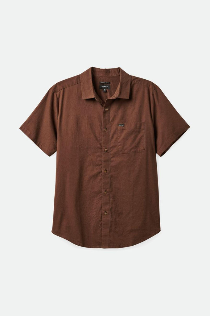 Brixton Charter Textured Weave S/S Woven Shirt - Dark Earth