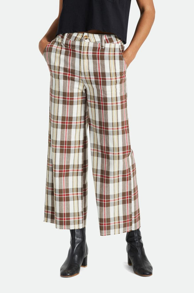 Brixton Victory Wide Leg Pant - Off White/Dark Earth