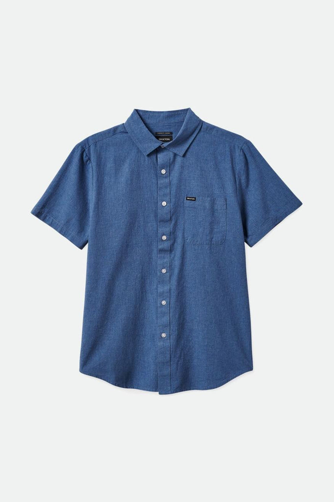 Brixton Charter Textured Weave S/S Woven Shirt - Heather Pacific Blue