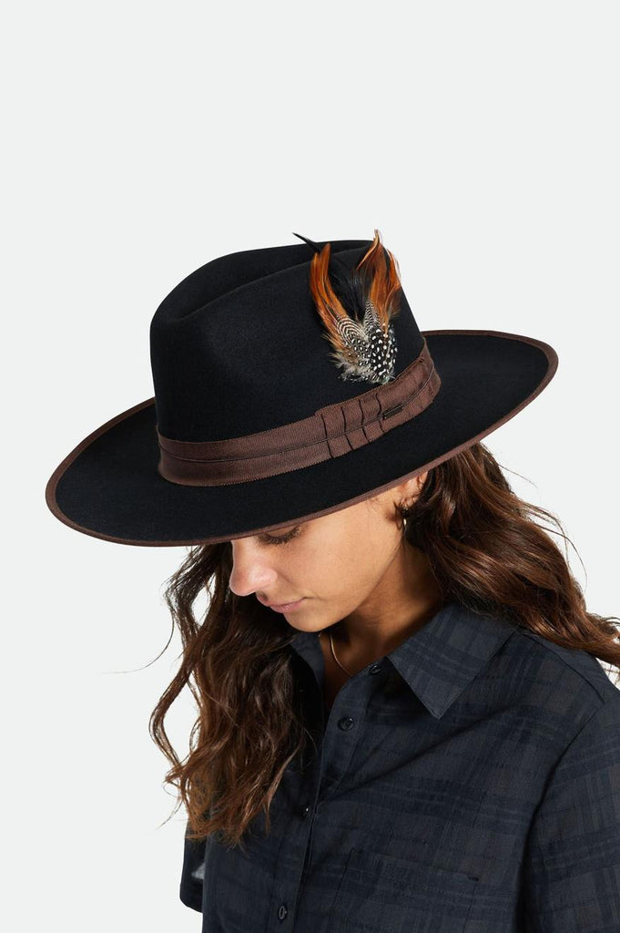 Brixton Hat Feather - Burnt Orange/Black/Mahogany