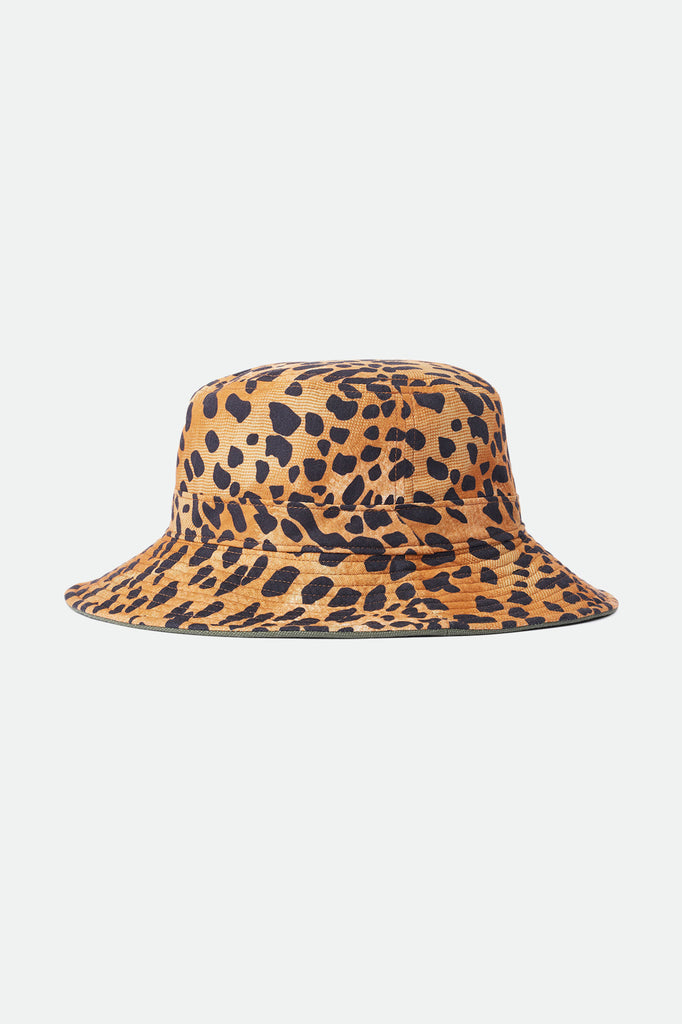 Women's Petra Packable Bucket Hat - Military Olive/Leopard - Back Side