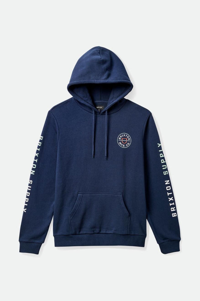 Brixton Crest Hood - Washed Navy/White/Mineral Grey