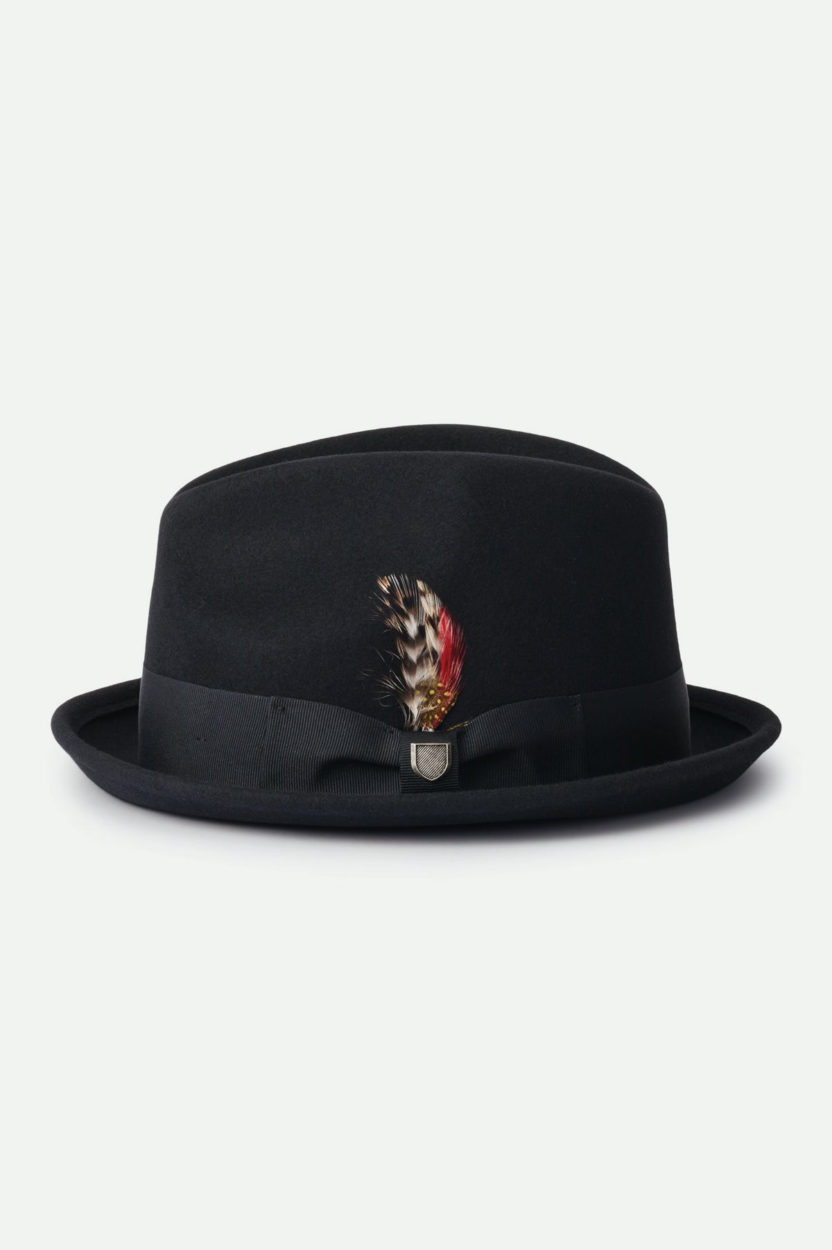Fame Biggest Fan Geometric Strap Fedora in Black CHICAGO Wool Felt Teardrop Fedora Top Wide Brim Gambler Hat  main image 2