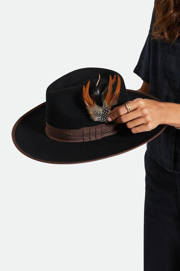Brixton Brixton Hat Feather - Burnt Orange/Black/Mahogany