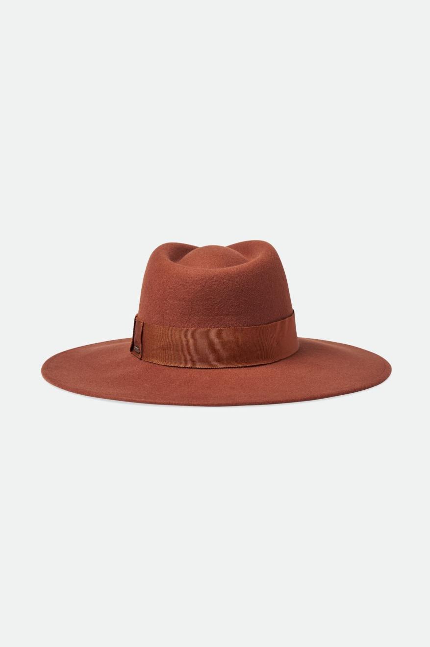 Women s Joanna Wide Brim Felt Fedora Hat Caramel Brixton