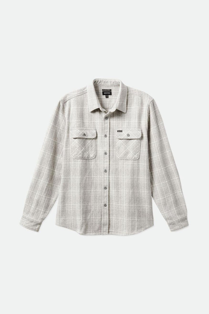 Brixton Bowery Heavyweight L/S Flannel - Heather Grey/Off White