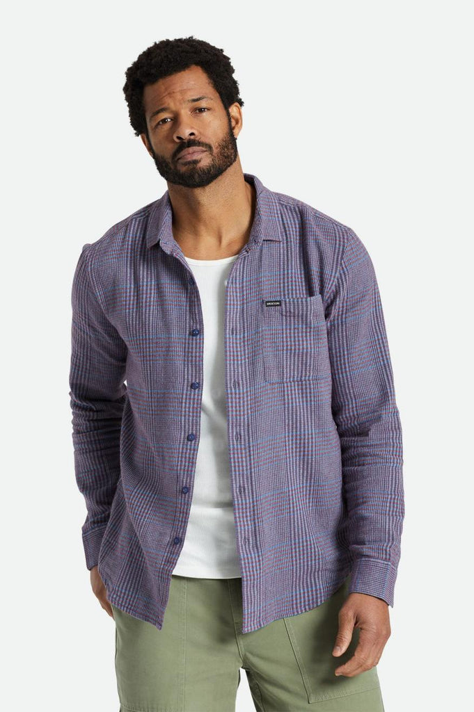 Brixton Bixby L/S Flannel - Island Berry/Pacific Blue/Canal Blue
