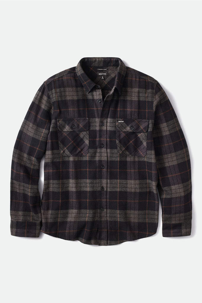 Men's Bowery L/S Flannel - Black/Charcoal - Front Side