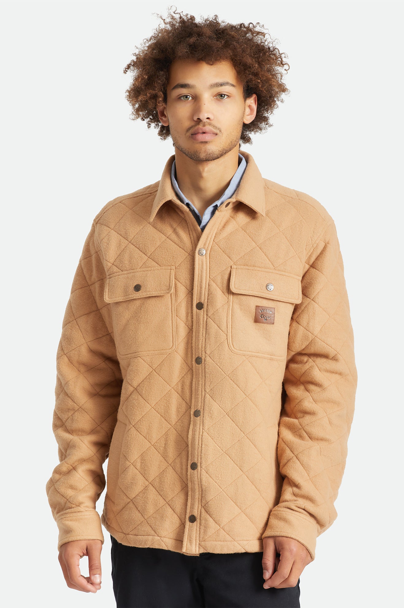 Men s Coors Cass Quilted Fleece Jacket Rocky Brown Brixton