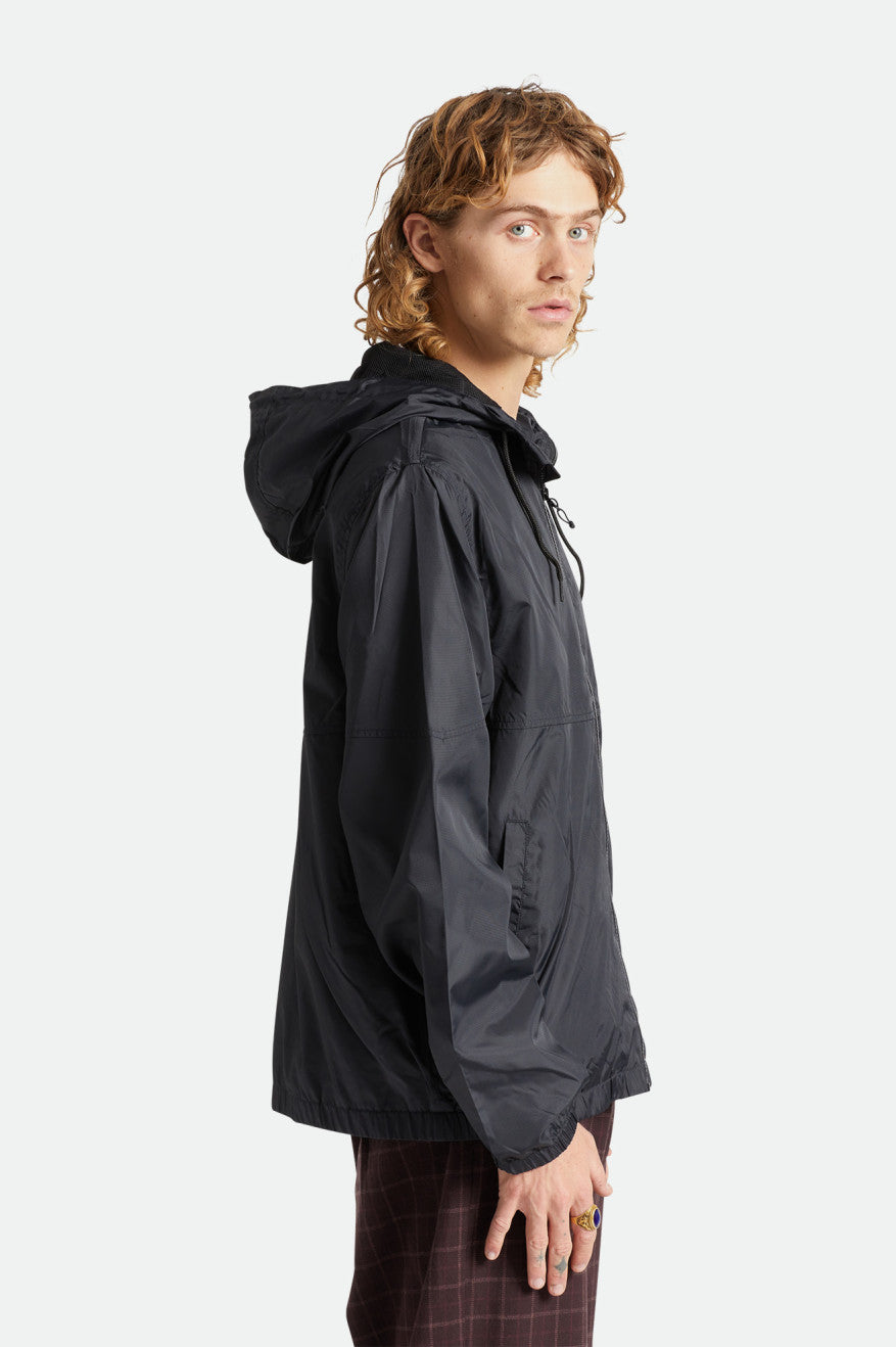 Brixton claxton black hooded windbreaker hot sale