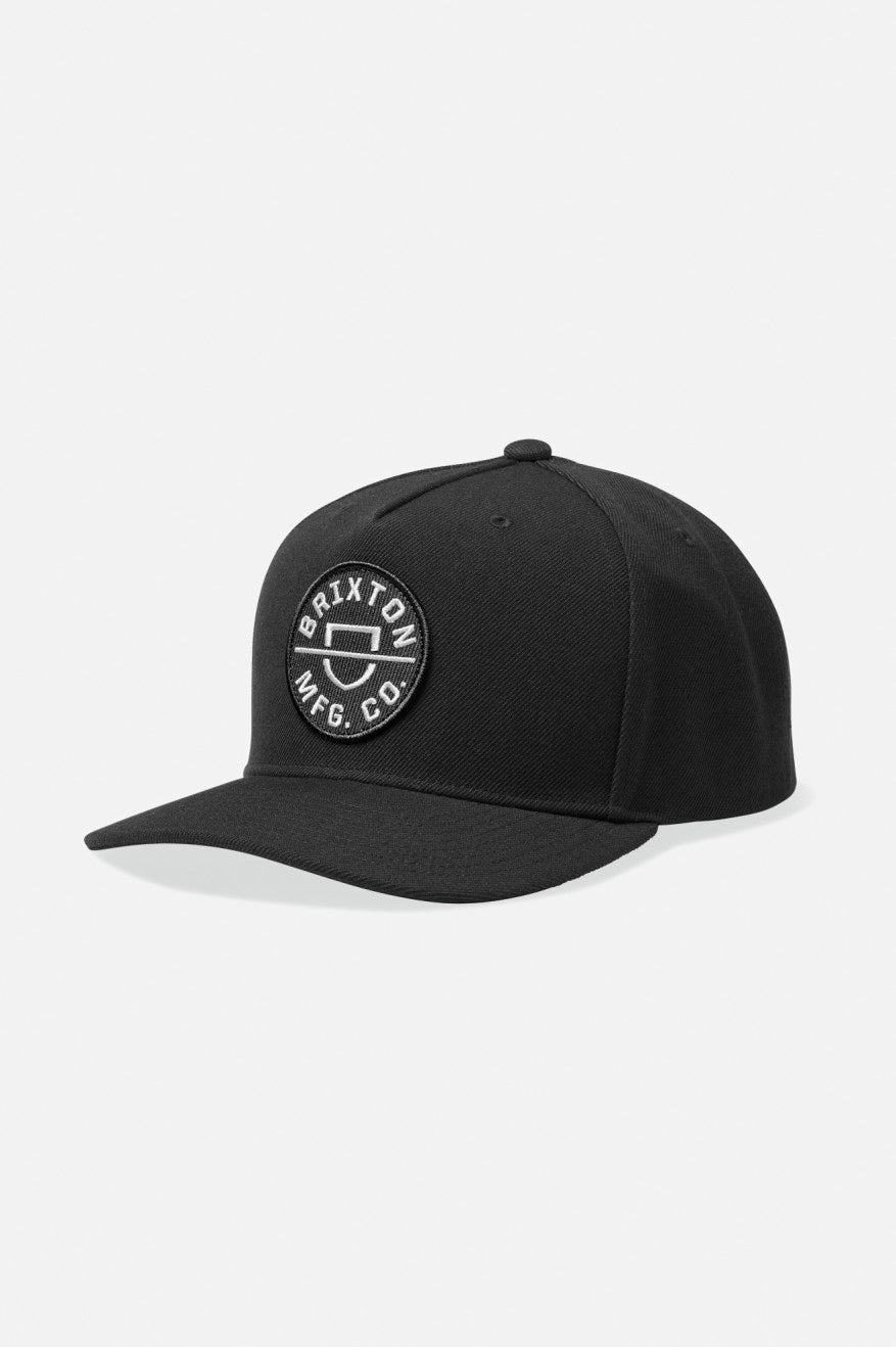 Crest Medium-Profile Snapback Hat - Black – Brixton