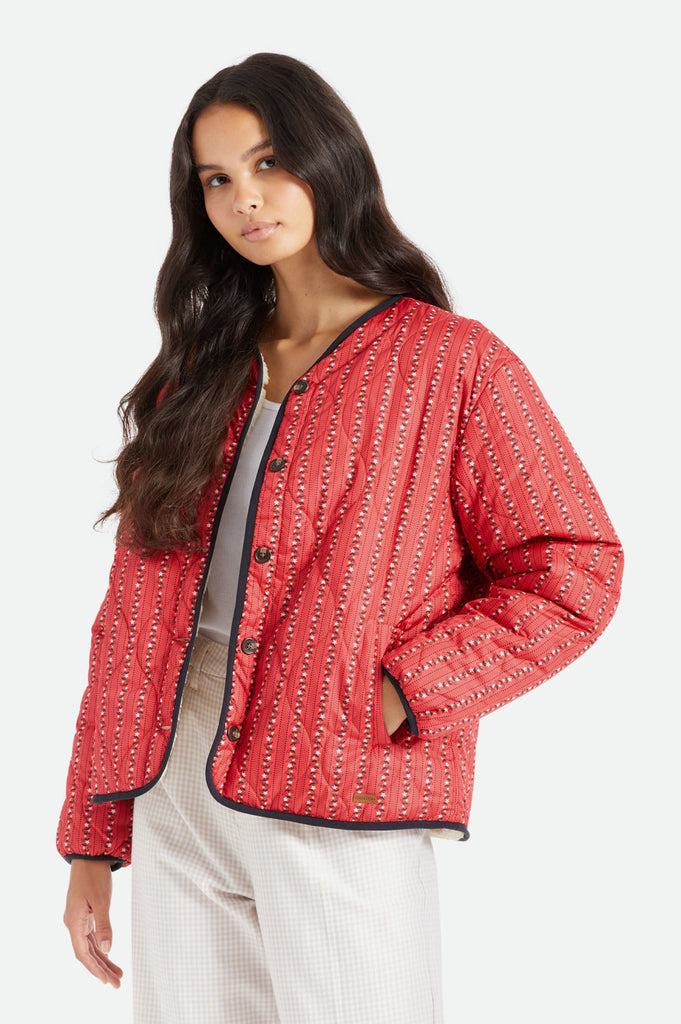 Brixton Sherpa Reversible Padded Jacket - Mars Red Praire Floral