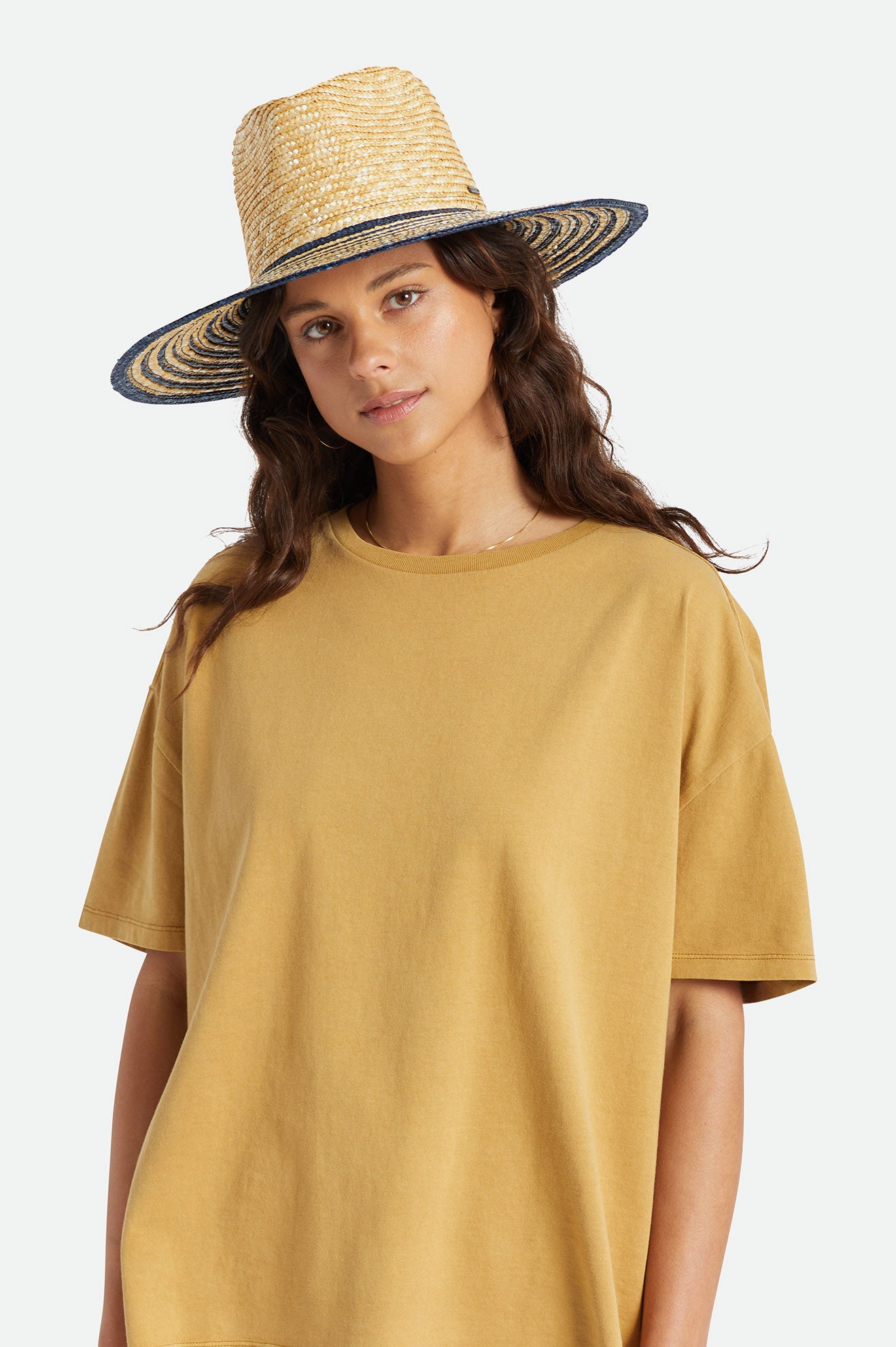 Women s Joanna Woven Straw Festival Hat Honey Joe Blue Brixton