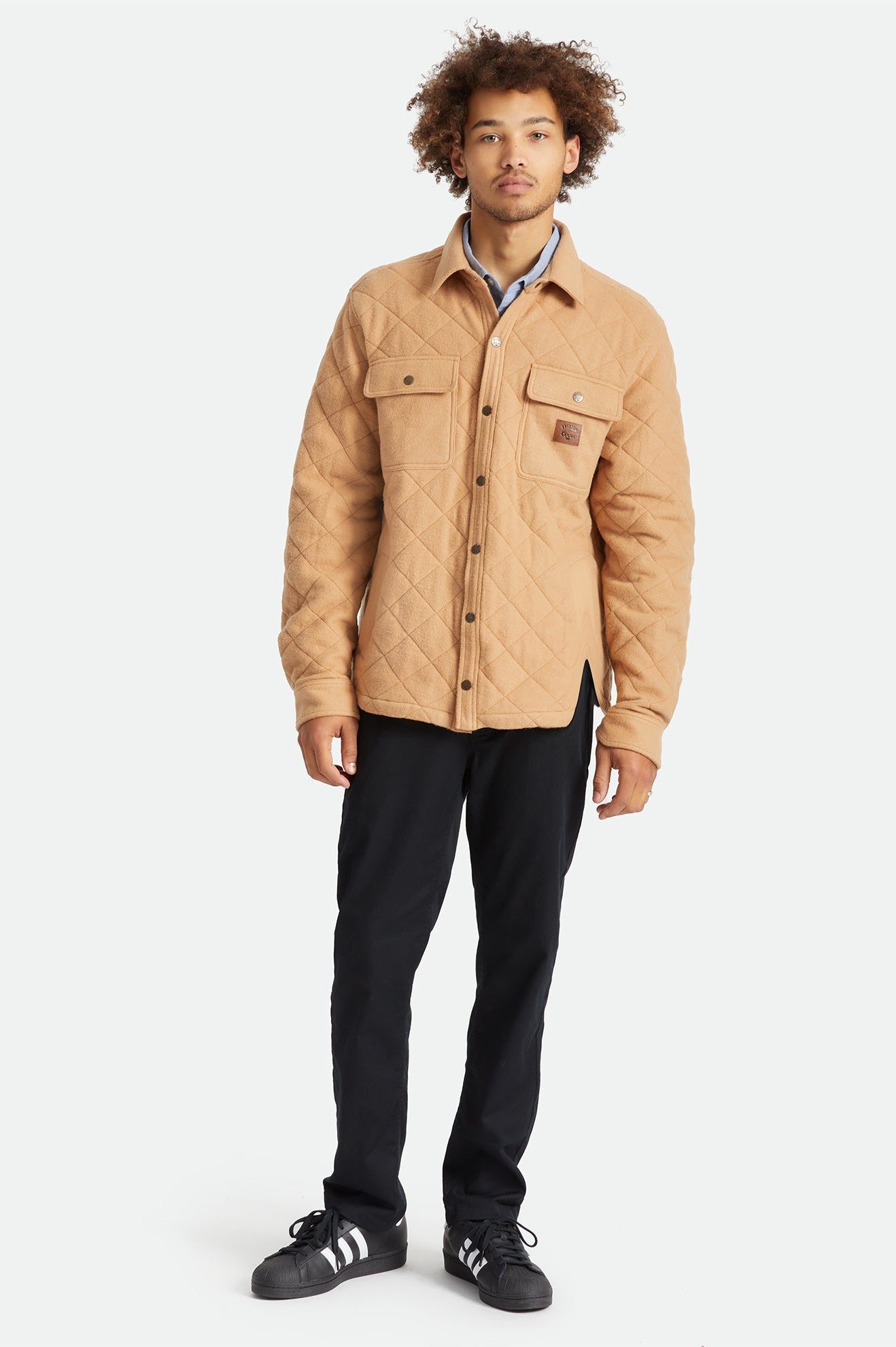 Men s Coors Cass Quilted Fleece Jacket Rocky Brown Brixton