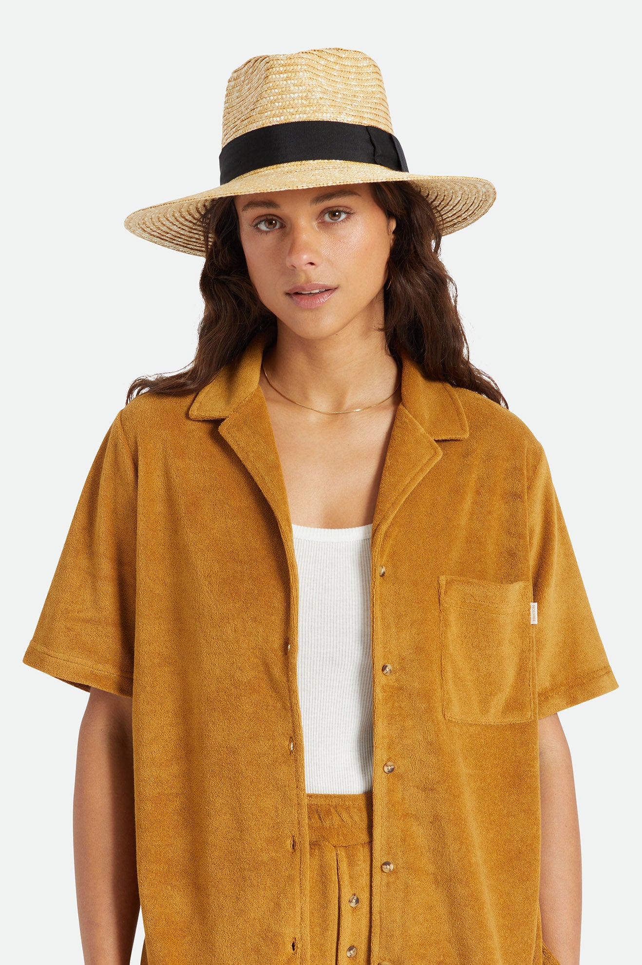 Women s Joanna Short Brim Fedora Hat Honey Brixton