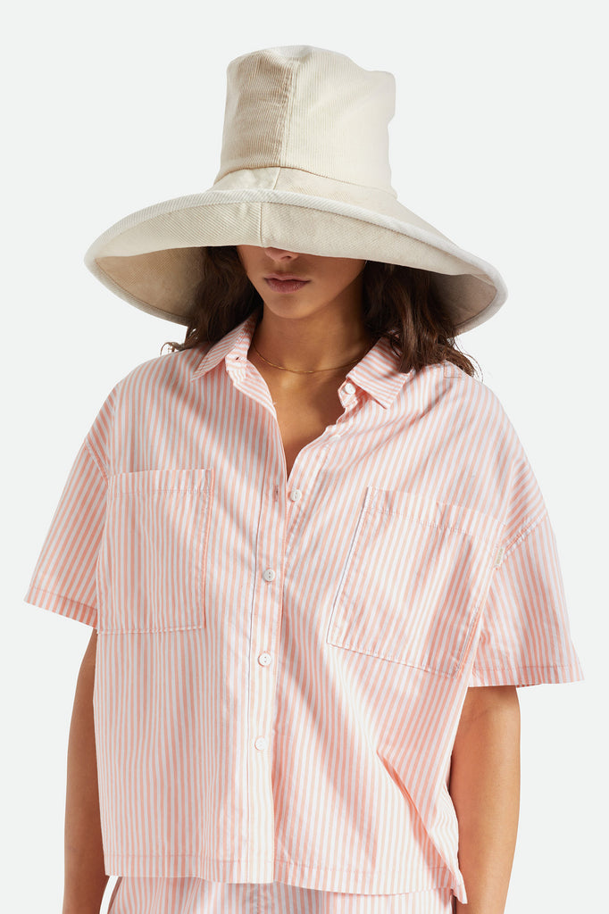 Brixton Maddie Packable Bucket Hat - Dove/Off White/White