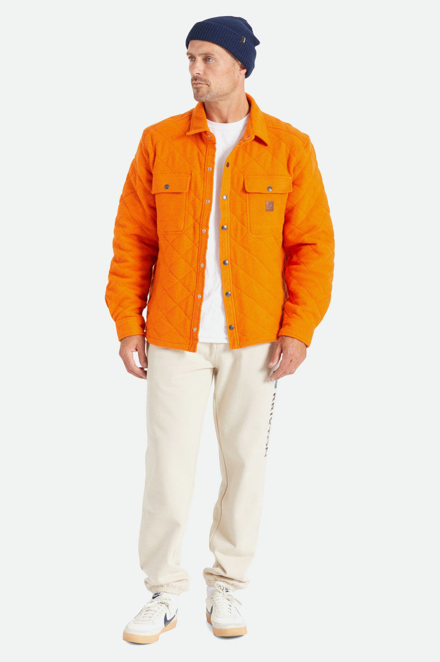 Men's Cass Quilted Fleece Jacket - Burnt Orange – Brixton