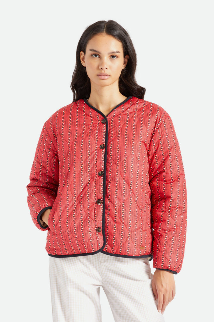 Brixton Sherpa Reversible Padded Jacket - Mars Red Praire Floral