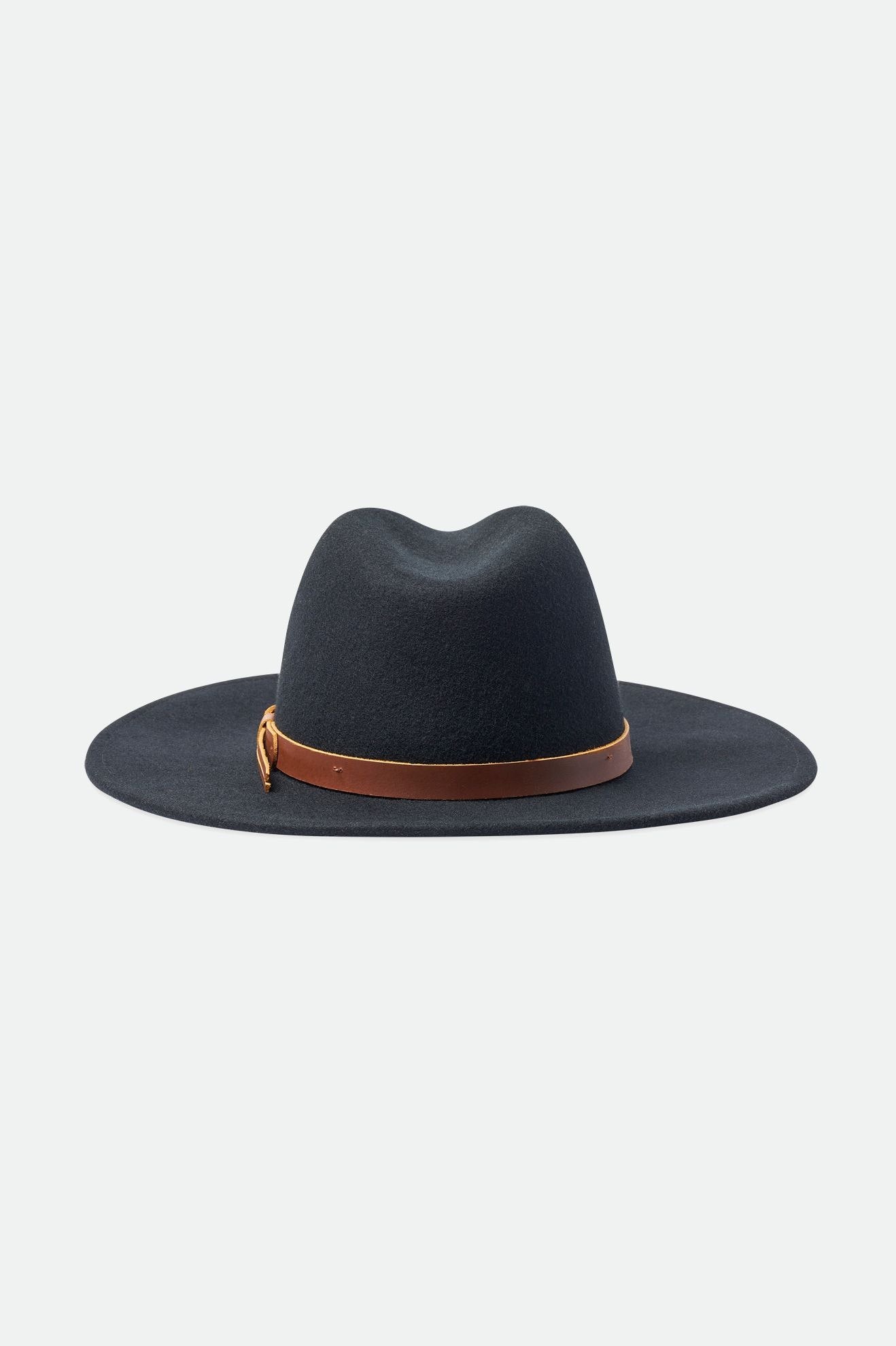 Black Wool Felt Fedora Hat With Feather Trim Size Medium 